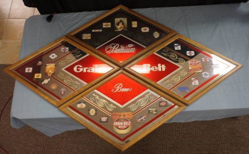 lot 70 image: Set of 4 Grain Belt Beer Mirrors