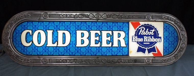 lot 75 image: Pabst Cold Beer Lighted Sign