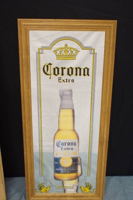 lot 80 image: Corona Mirror  Tin Bottle Sign