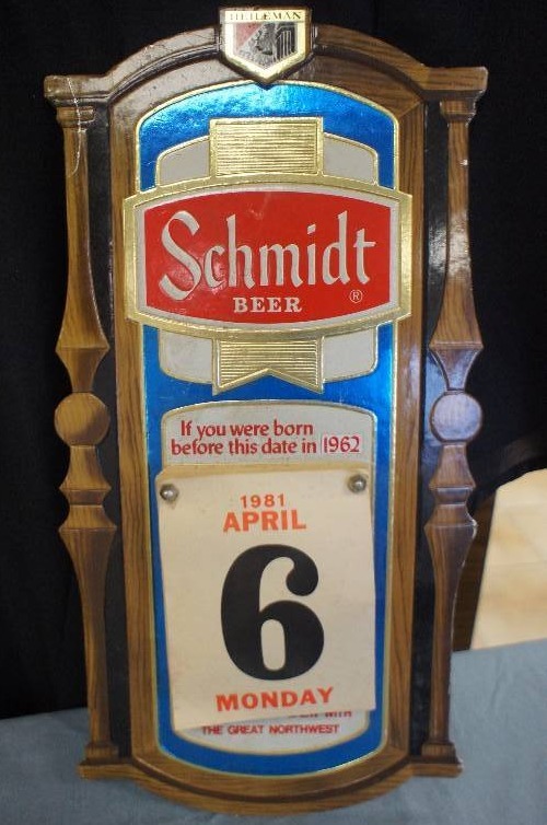 lot 110 image: Schmidt Beer Calendar Sign