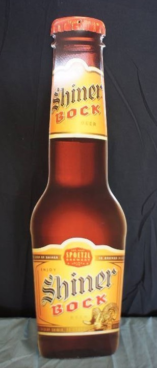 lot 50 image: Shiner Bock Embossed Tin Sign