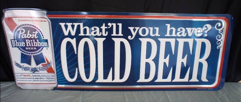 lot 54 image: Pabst Blue Ribbon Beer Embossed Tin Sign