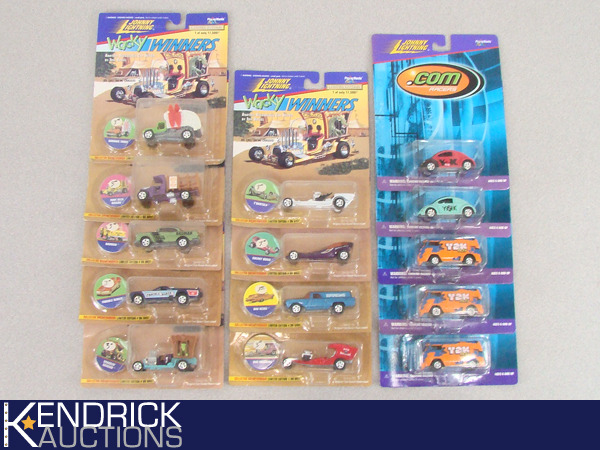 14 Vintage MINT ON CARD Johnny Lightning Wacky Winners, and .com cars