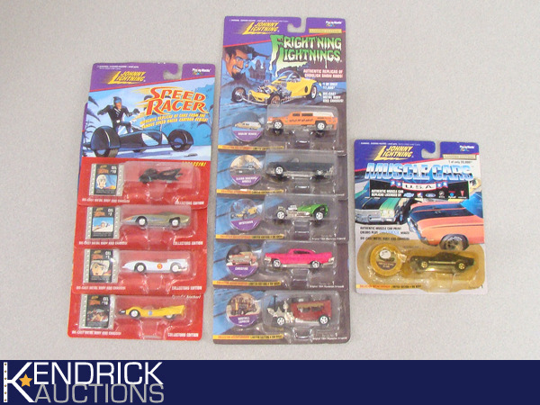 10 Vintage MINT ON CARD Johnny Lightning Speed Racer, Frightning Lightning, and Muscle Car USA Cars
