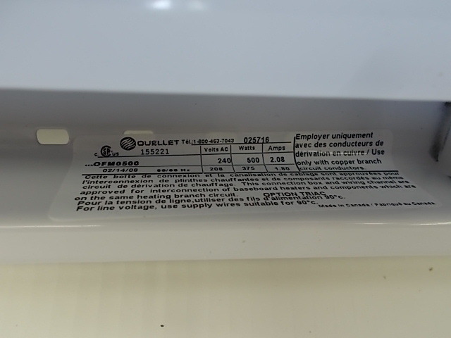 lot 118 image: Ouellet OFM0500BL Base Board Heater...