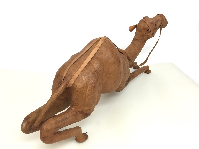 Vintage Leather Camel Figurine - About 10  Tall and 21 Long