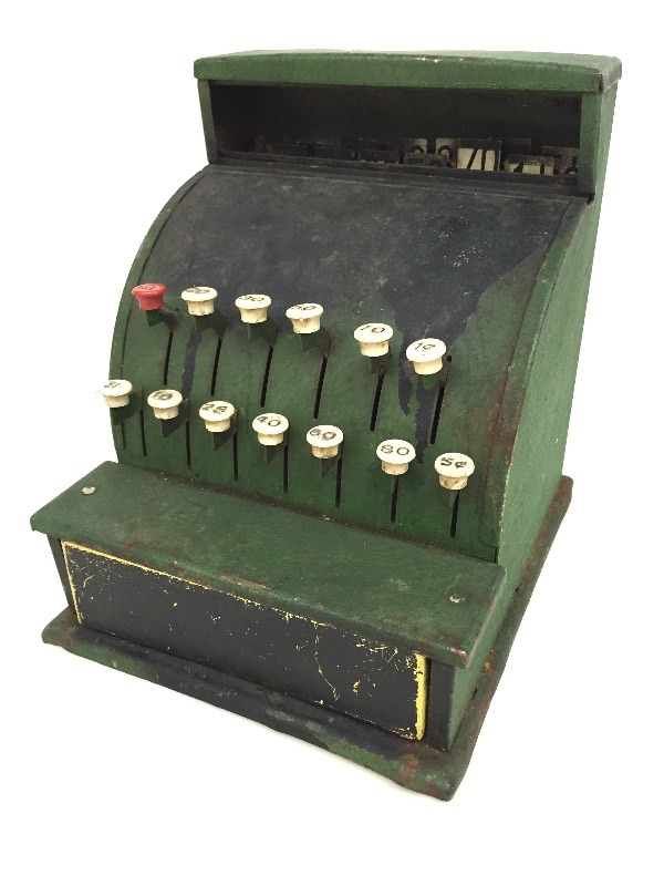 Vintage Tin Toy Cash Register - 7 12 Tall