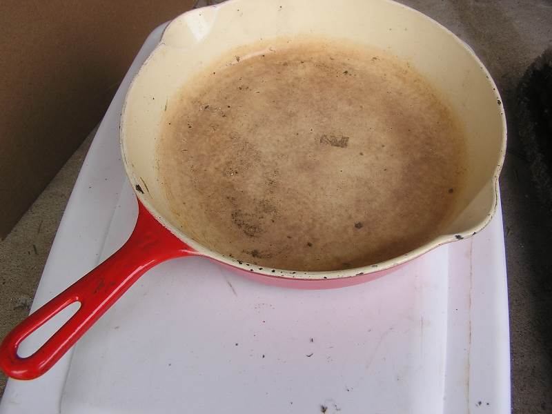 GRISWOLD SKILLET #7 RED ENAMEL