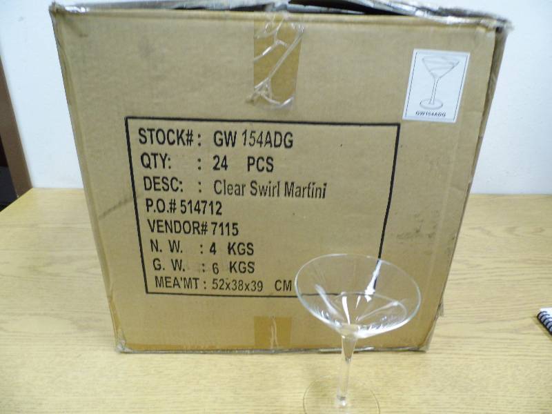 lot 38 image: New Case of Swirl Martini Glasses