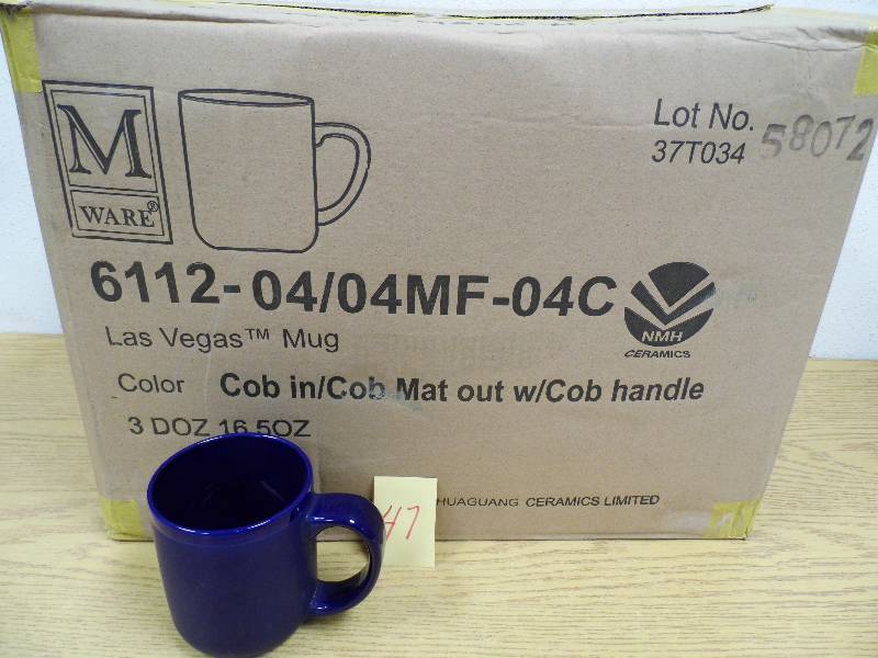lot 47 image: New Case of Blue Coffee Mugs
