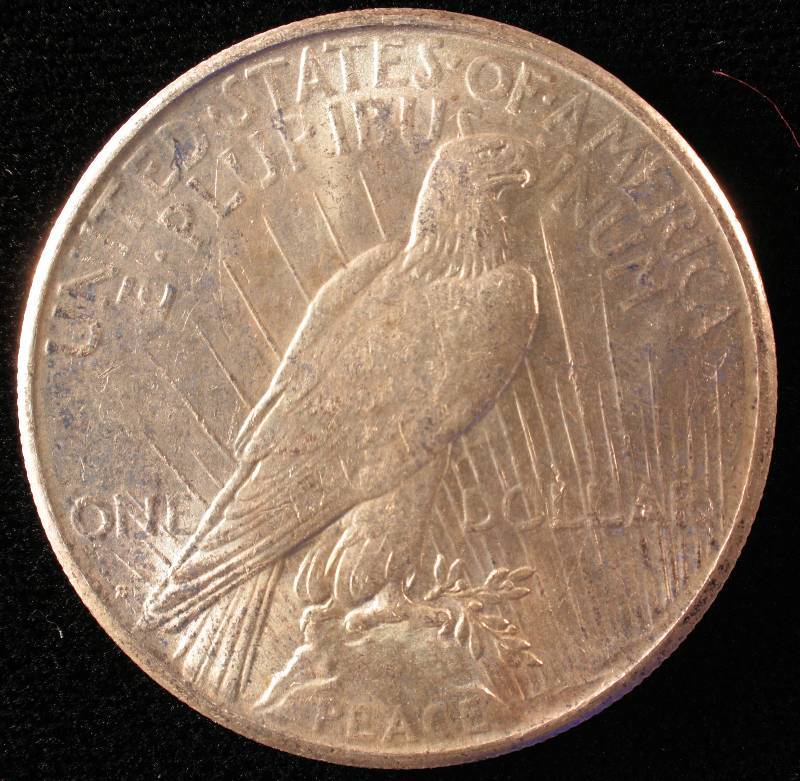 1922 S PEACE SILVER DOLLAR AU TONED