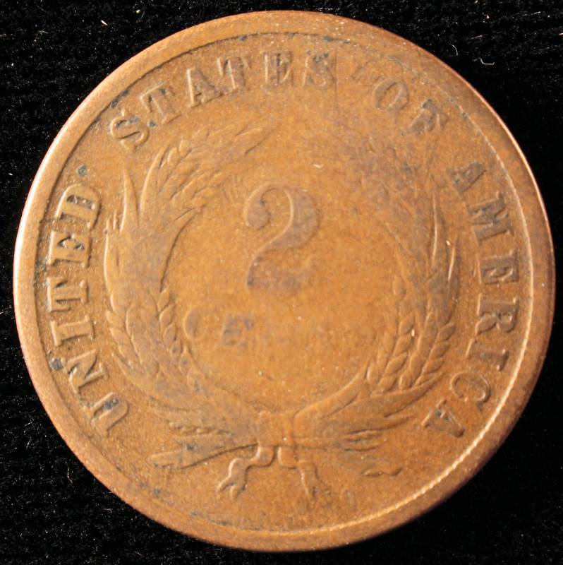 1865 TWO CENT PIECE VG