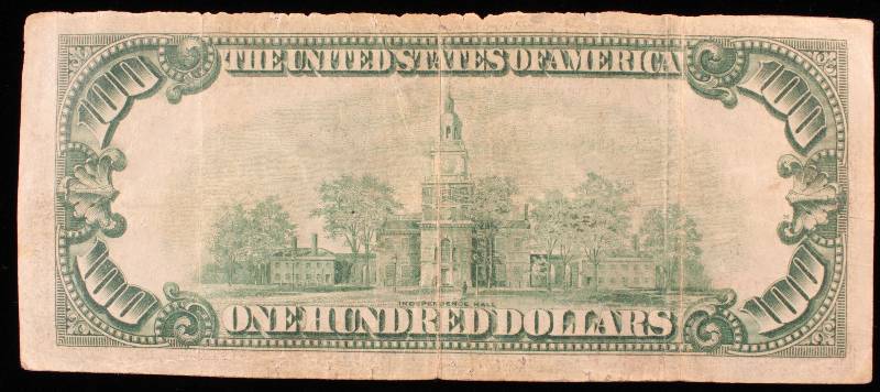 1929 $100 BILL FEDERAL RESERVE-NATIONAL CURRENCY BANK OF MINNEAPOLIS MINNESOTA