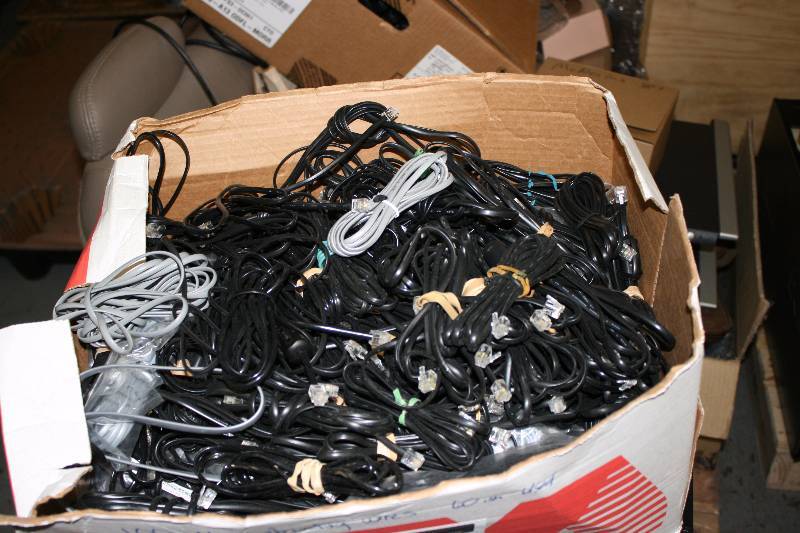 lot 68 image: Box Lot of Miscellaneous Phone Cords.