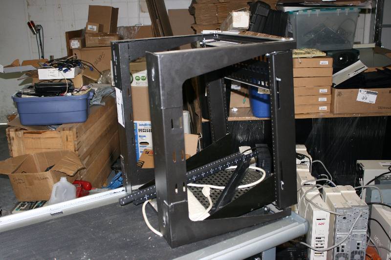 lot 74 image: Mini Server Rack Black Metal Includes Hardware 21 x 20 x 25.