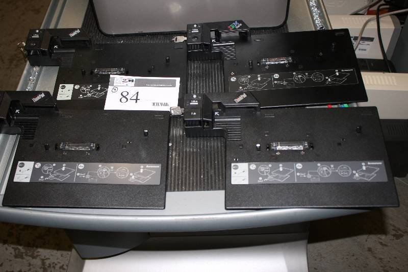 lot 84 image: Lot of (4) Lenovo Laptop Port ReplicatorsDocking Stations Type 2504.