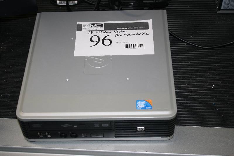 lot 96 image: Hewlett Packard HP Compaq DC7900 Ultra-Slim Desktop Windows Vista Does Not Have Hard Drive.