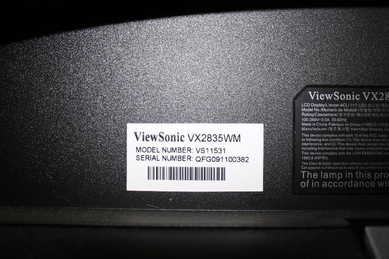 lot 102 image: ViewSonic VX2835WM Model Number VS11531 27Widescreen Computer Monitor.