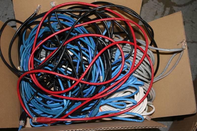 lot 108 image: Box Lot Of Miscellaneous Ethernet Cables.