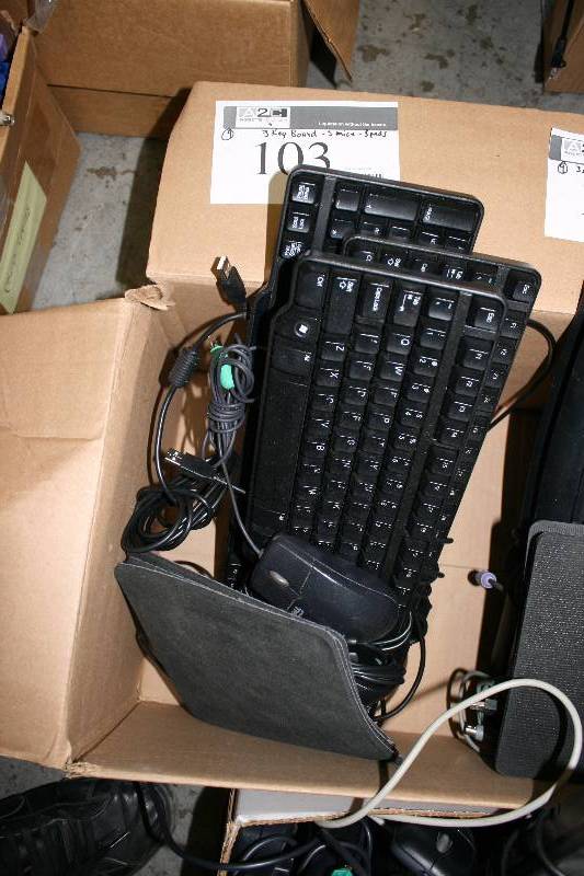 lot 103 image: Lot of (9) Including Key Boards (3) Computer Mouses (3) Mouse Pads (3).