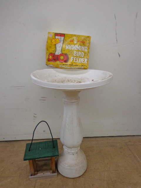 Bird bath and feeders