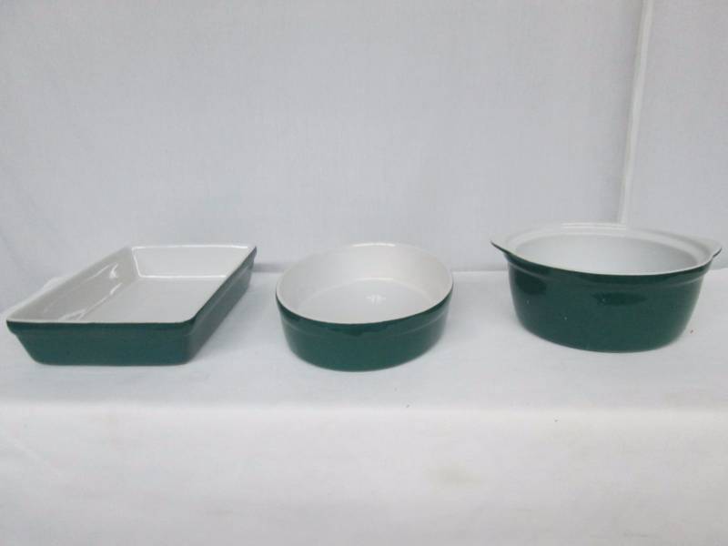3-pc. Ceramic Ovenware - Green