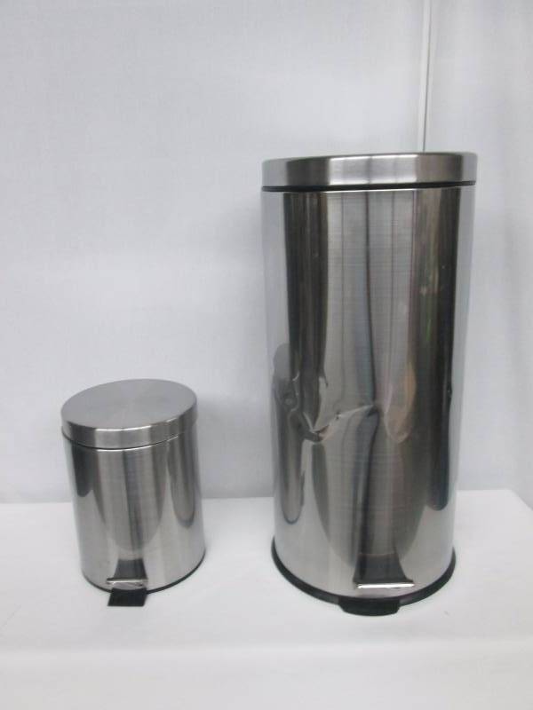 Stainless Steel Round Trashcans - Set of 2