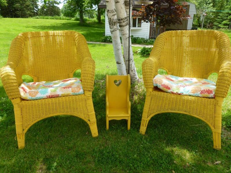 Yellow deals wicker chairs