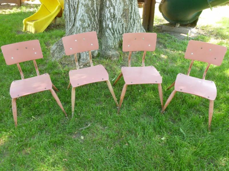 lot 92 image: Vintage School Chairs