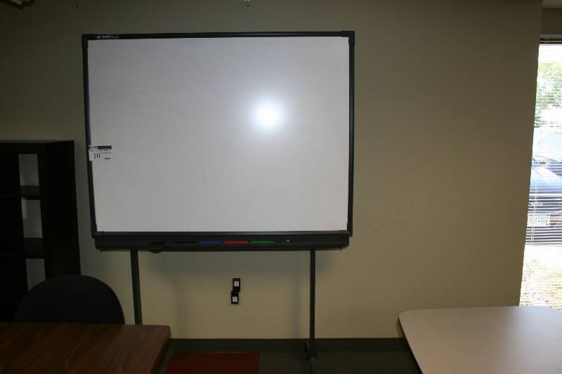 lot 10 image: Smart Dry Erase Board wMetal Frame & Wheels 27.5 x 60 x 82.