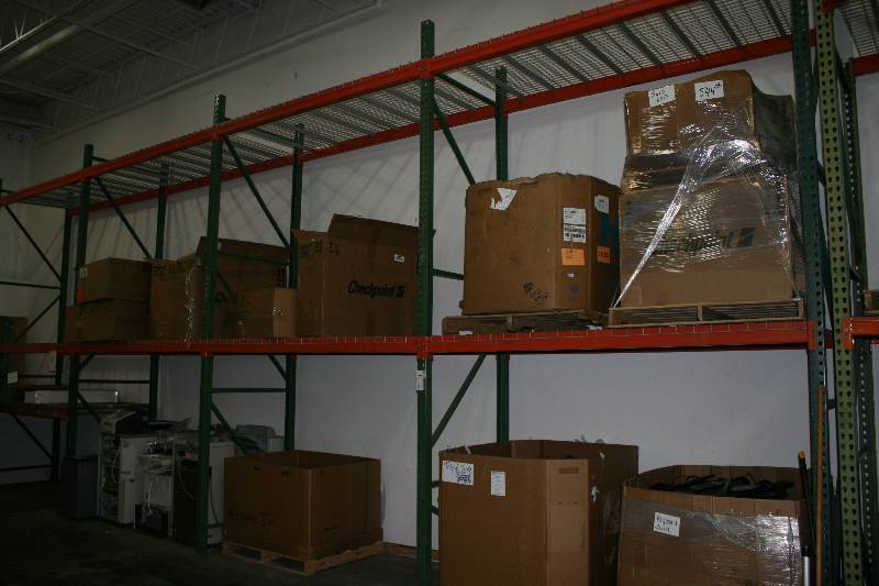 lot 15 image: Tear Drop Pallet Racking Lot Including Uprights, 44 x 144 (5) Cross Beams, 8 (18) Decking, 45 x 46 (16) Contents Not Included.