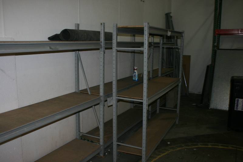 lot 17 image: Metal Shelving Lot Including Uprights 18 x 72 (8) Crossbeams 6 (30) Wooden Decking (11).