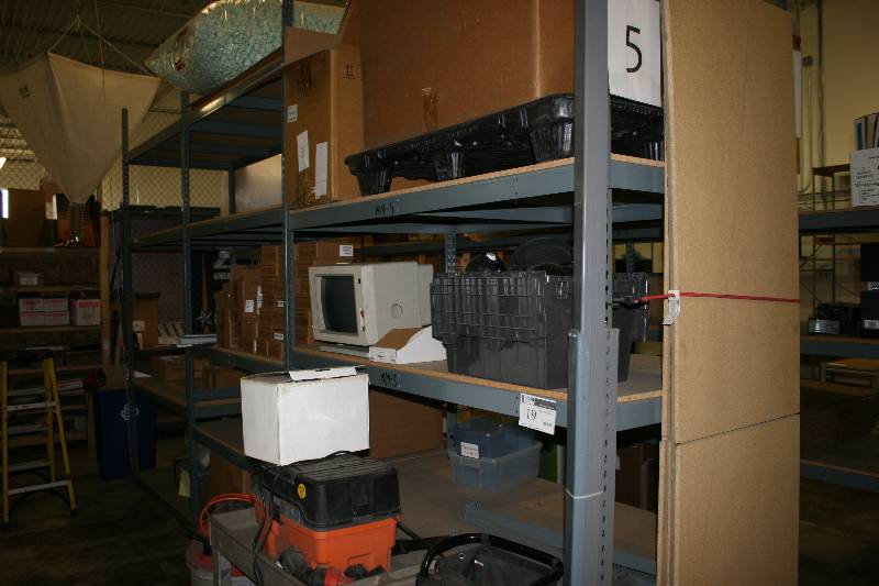 lot 19 image: Metal Shelving Lot Including Uprights 24.5 x 72 (4) Shelves, 48 x 24 (6) Contents Not Included.