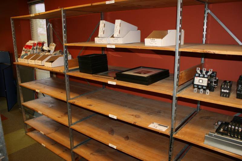 lot 34 image: Metal Shelving Lot Including Uprights 24 x 71 (4) Shelves, 24 x 47.5 (21) Contents Not Included.
