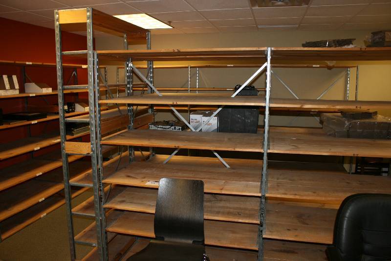 lot 36 image: Metal Shelving Lot Including Uprights 24 x 71 (10) Shelves, 24 x 47.5 (45) Uprights 12 x 83.5 (2) Shelves 12 x 47 (9) Contents Not Included.