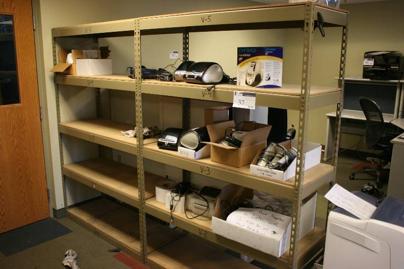 lot 37 image: Metal Shelving Lot Including Uprights, 18.5 x 72 (4) Shelves 18.5 x 48 (10) Contents Not Included.