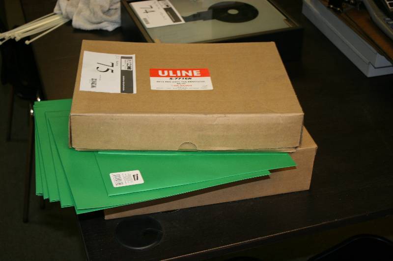 lot 75 image: Box Lot of (2) U-Line Vinyl Tag Protector 50 Ct Red & Black.
