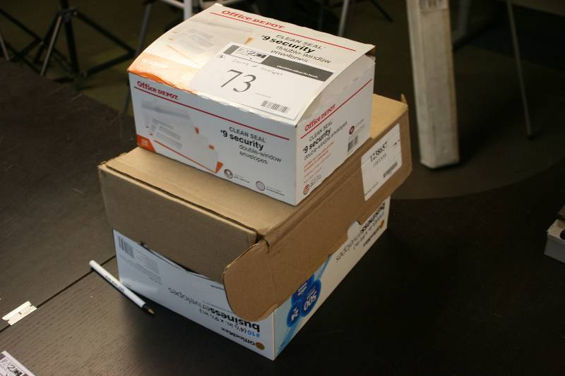 lot 73 image: Box Lot of (3) Miscellaneous Style Envelopes Including Type Paper wPlastic Clear Name Plate.