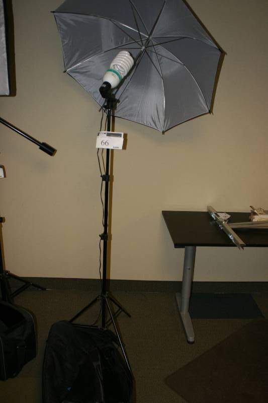 lot 66 image: Lighting Lot Including Tri-Pod Light Stand wLight Fixture & Glare Shade (2) Carrying Bag.