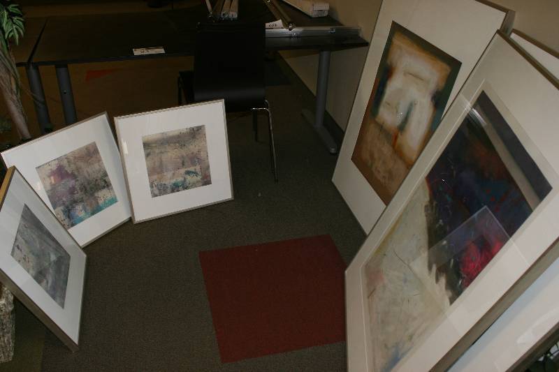 lot 81 image: Lot of (7) Matted & Framed Art Prints Abstract Style 31.5 x 43.5 (3) 32 x 41 (1) 20 x 20 (3).