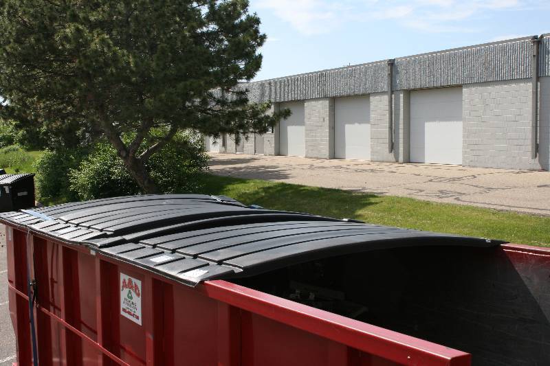 lot 285 image: Lot of (4) Dumpster Gard Dumpster Covers wStraps 100 x 72 Does Not Include Dumpsters.