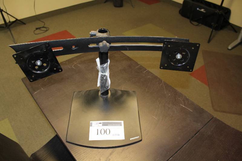 lot 100 image: LCD dual monitor stand wDual Mounts & Pre-Drilled Screw Holes 12 x 12 x 28.5.