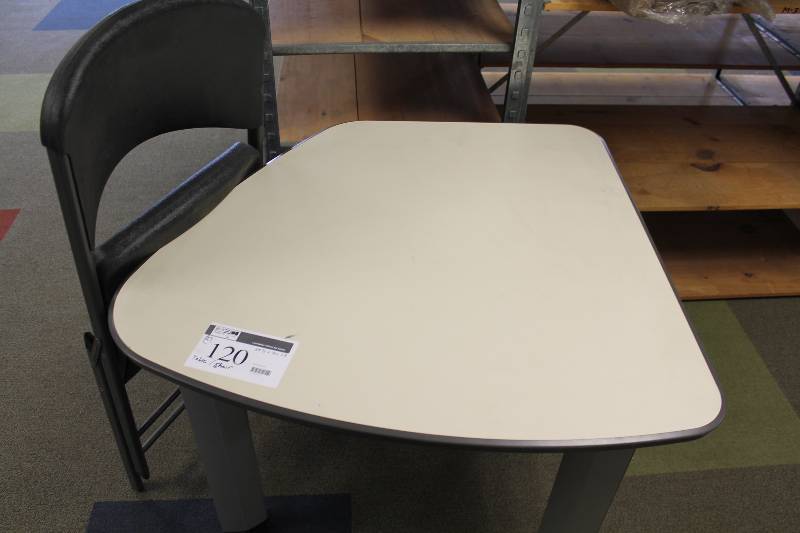 lot 120 image: Lot of (2) Office Table, 35.5 x 33 x 28 Folding Chair.