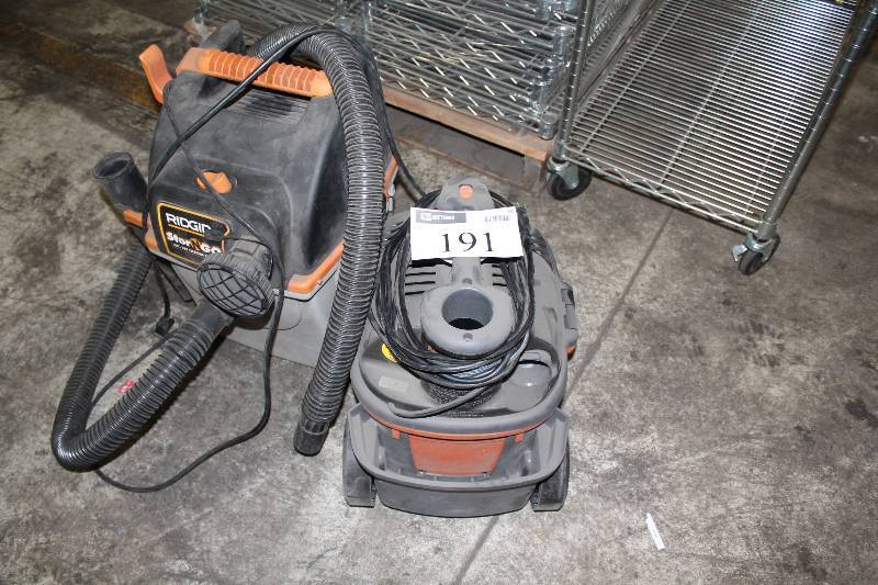 lot 191 image: Lot of (2) Rigid Vacuums Including Rigid Stor N Go WetDry Cleaning Station Model WD4070.