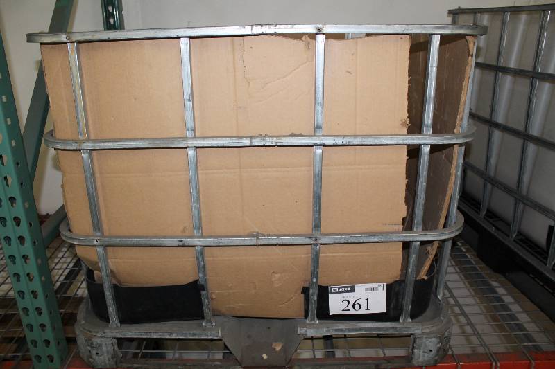 lot 261 image: Tote wReinforced Metal Siding & Plastic Crate Bottom 40 x 47 x 33.