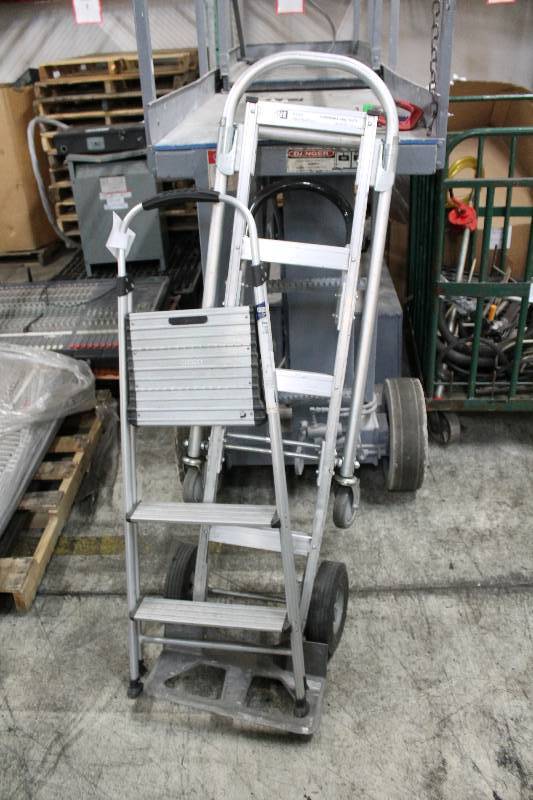 lot 186 image: Lot of (2) Incluidng Reinforced Metal Dolly Step Ladder.