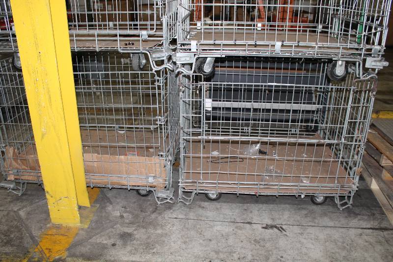 lot 212 image: Lot of (2) Metal Grate Bins wWheels 48 x 38 x 39.