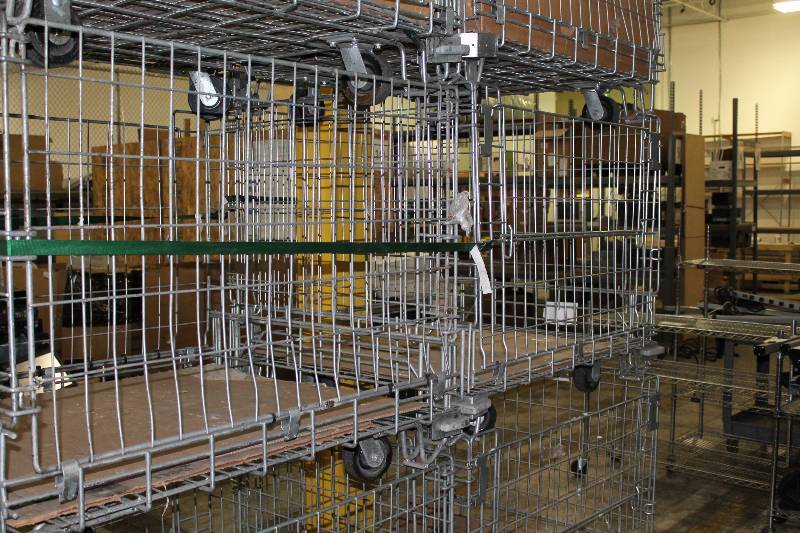 lot 211 image: Lot of (2) Metal Grate Bins wWheels 48 x 38 x 39.