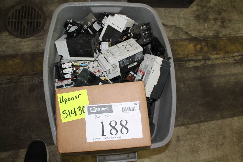 lot 188 image: Bin Lot of Miscellaneous Electronics Hardware Including Cutler-Hammer Contactor And More.