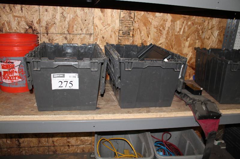 lot 275 image: Lot of (36) Miscellaneous Plastic Bins & Totes Contents Not Included.